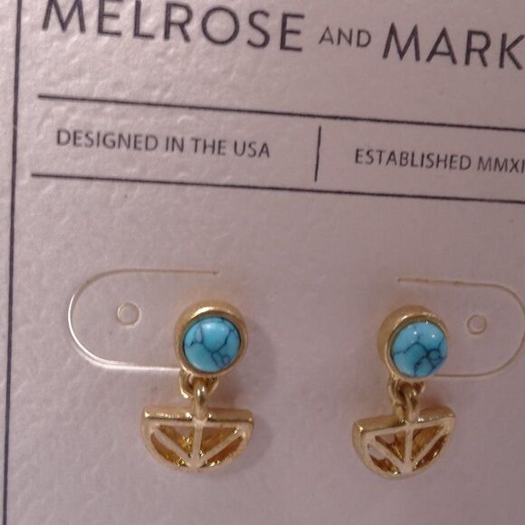 Nordstrom Melrose and Market Turq Stone Cut Out Arrow Drop Earrings NWT 45 - Picture 5 of 8